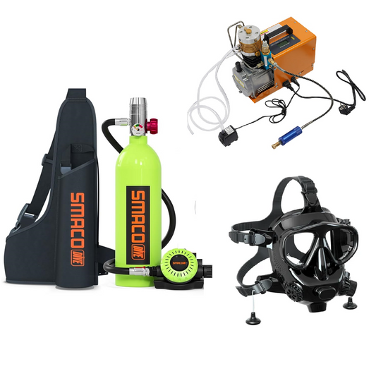 Mini bouteille de plongée S400 + Masque M8058 + Compresseur 220V