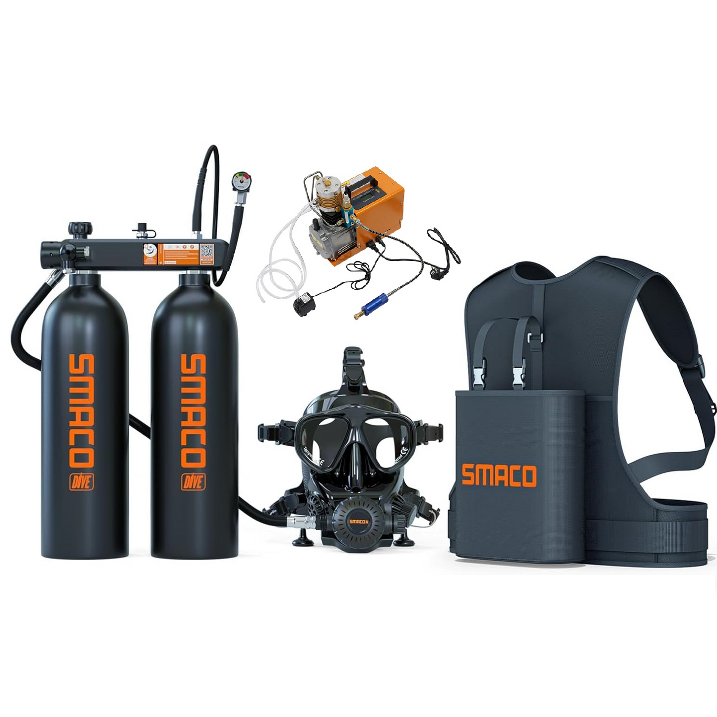 Mini bouteille de plongée S700Max + Masque M8058 + Compresseur 220V