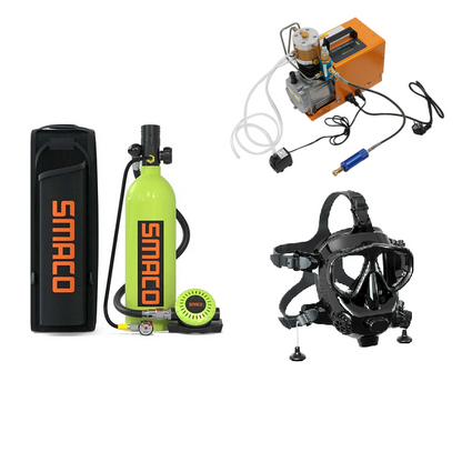 Mini bouteille de plongée S400Plus  + Masque M8058 + Compresseur 220V