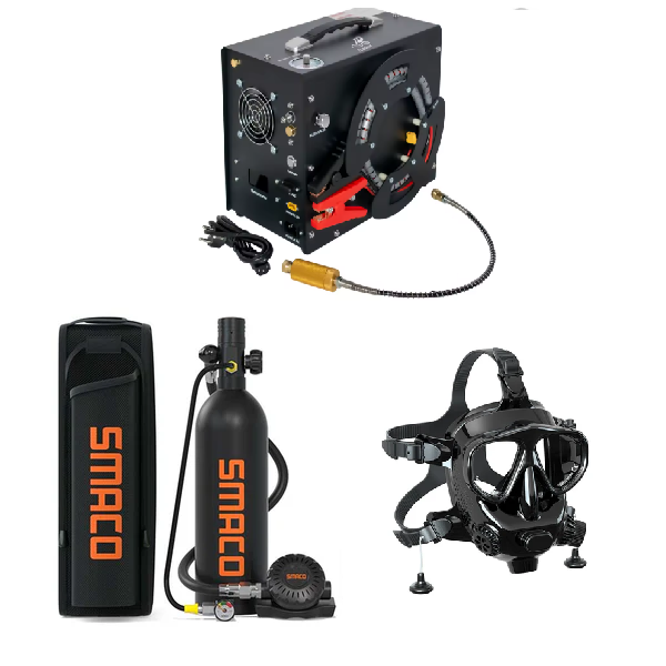 Mini bouteille de plongée S400Plus  + Masque M8058 + Compresseur 12/220V