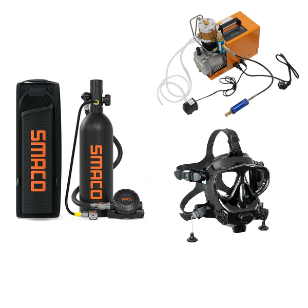 Mini bouteille de plongée S400Plus  + Masque M8058 + Compresseur 220V