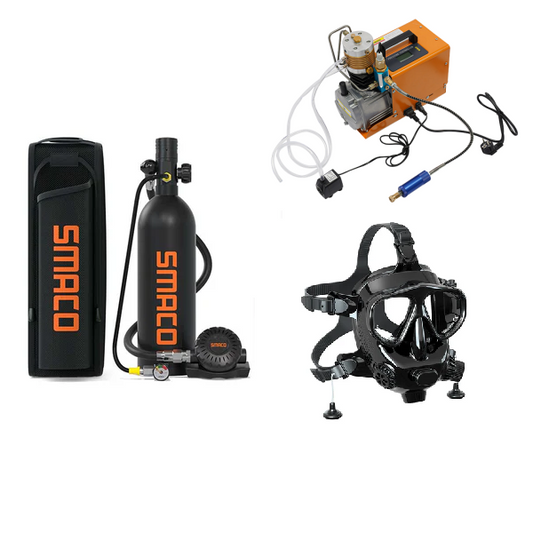 Mini bouteille de plongée S400Plus  + Masque M8058 + Compresseur 220V