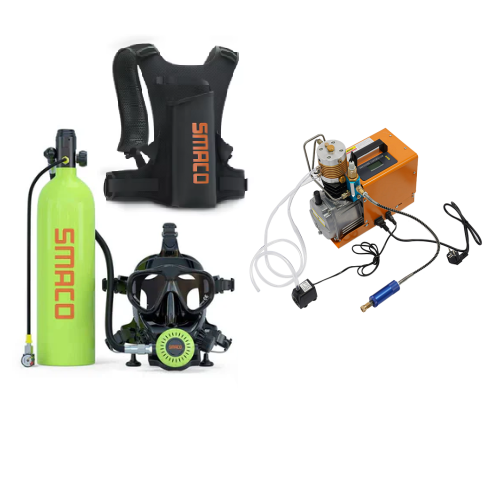 Mini bouteille de plongée S700Plus + Masque M8058 + Compresseur 220V