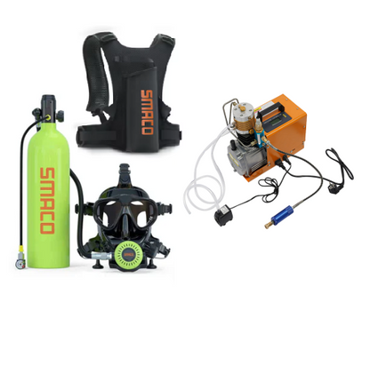 Mini bouteille de plongée S700Plus + Masque M8058 + Compresseur 220V