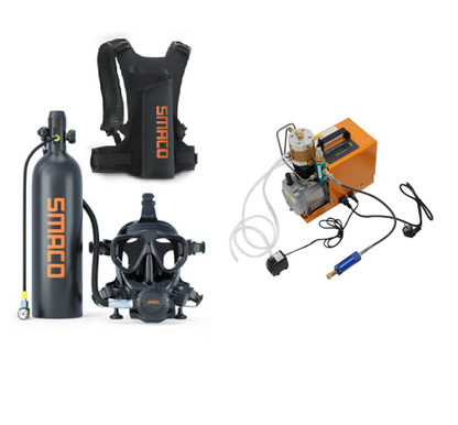 Mini bouteille de plongée S700Plus + Masque M8058 + Compresseur 220V