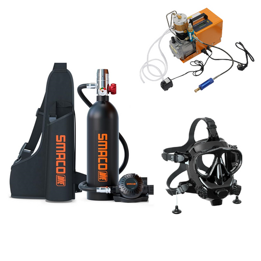 Mini bouteille de plongée S400 + Masque M8058 + Compresseur 220V